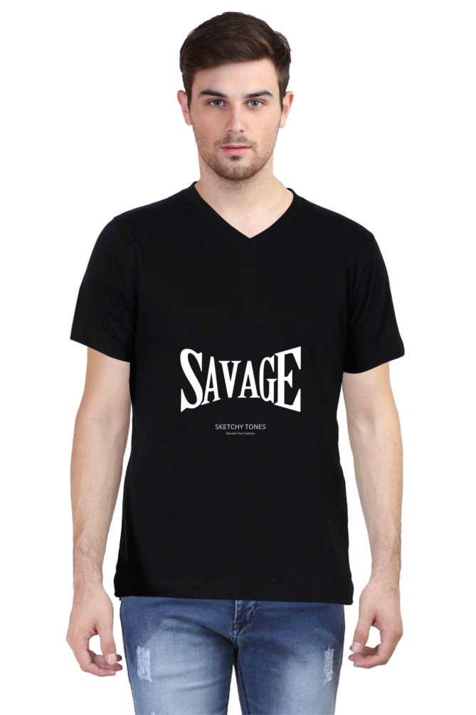 SAVAGE V NECK HALF SLEEVS T- SHIRT