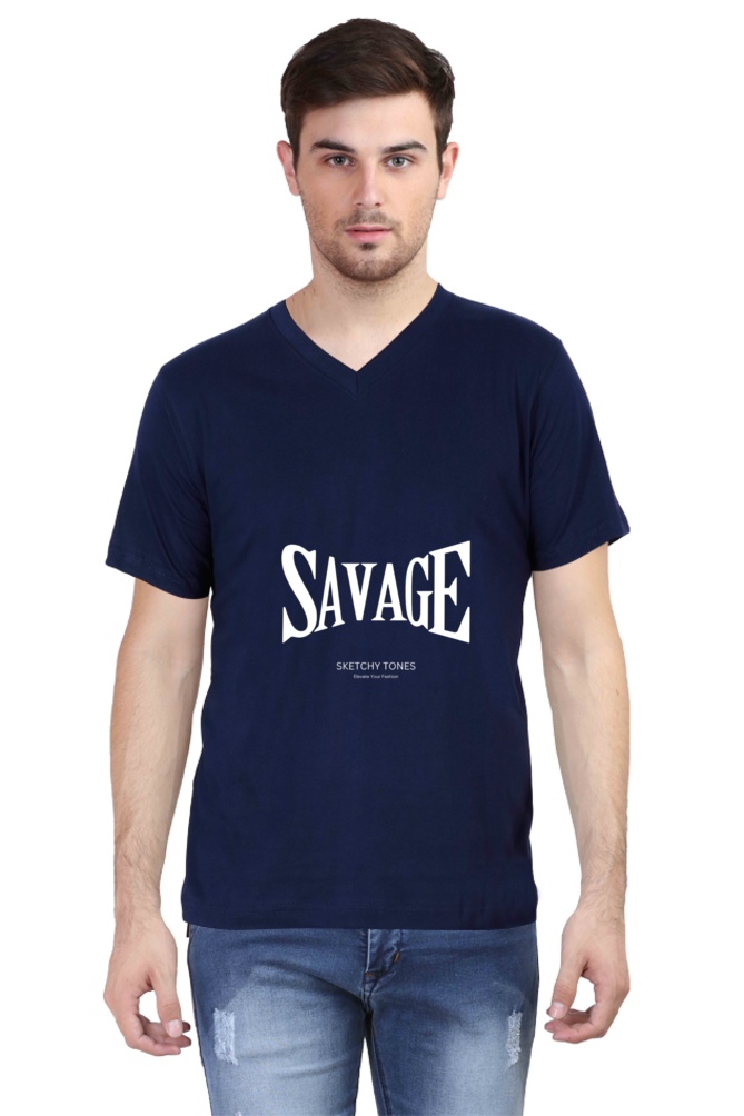 SAVAGE V NECK HALF SLEEVS T- SHIRT
