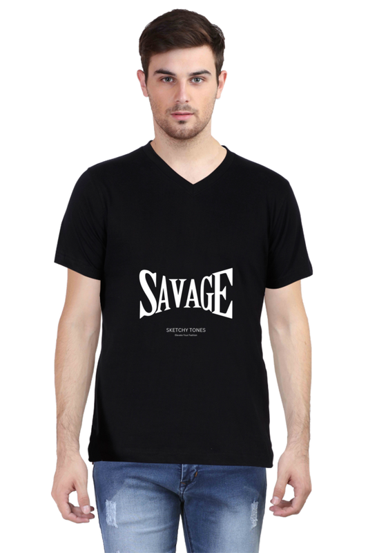 SAVAGE V NECK HALF SLEEVS T- SHIRT
