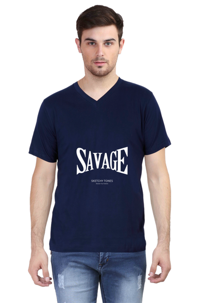 SAVAGE V NECK HALF SLEEVS T- SHIRT