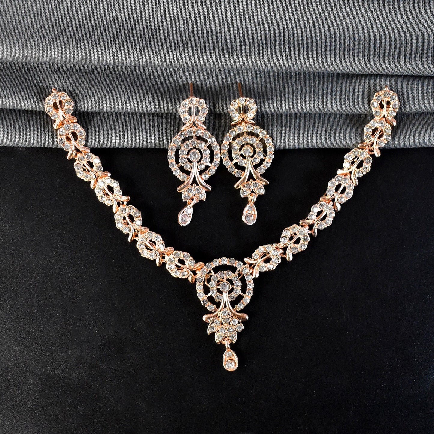 Premium White Diamond Necklace with Earring Set.