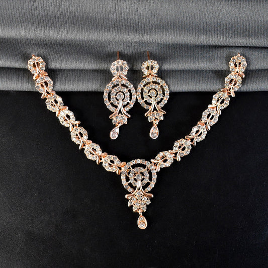 Premium White Diamond Necklace with Earring Set.