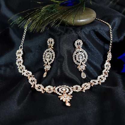 Premium White Diamond Necklace with Earring Set.